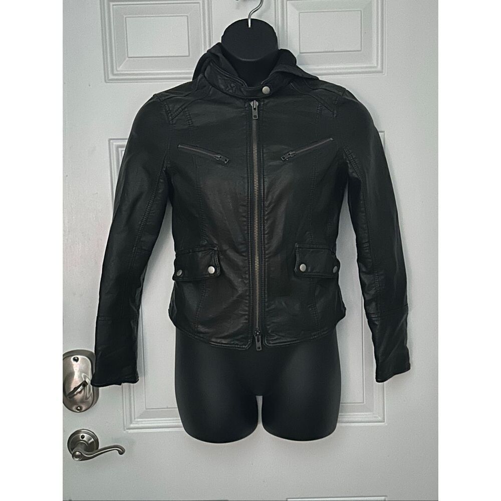 NWOT Free People We The Free Women's Black Vegan Leather Biker Moto Jacket Small